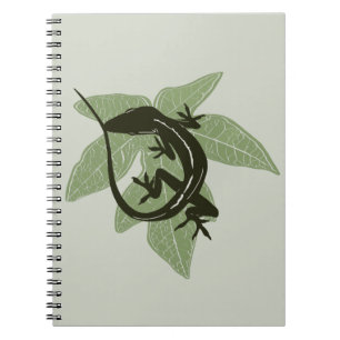 Caderno Espiral Anole Lizard sobre Folha—Design 3
