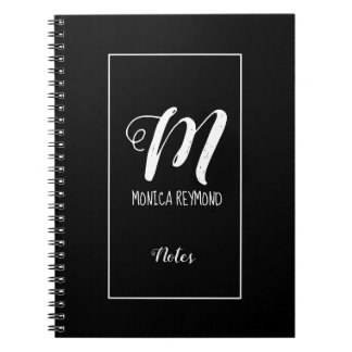Caderno Espiral anotações sobre monogramas negros