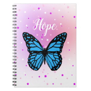 Caderno Espiral Antecedentes de voo da borboleta azul mágica