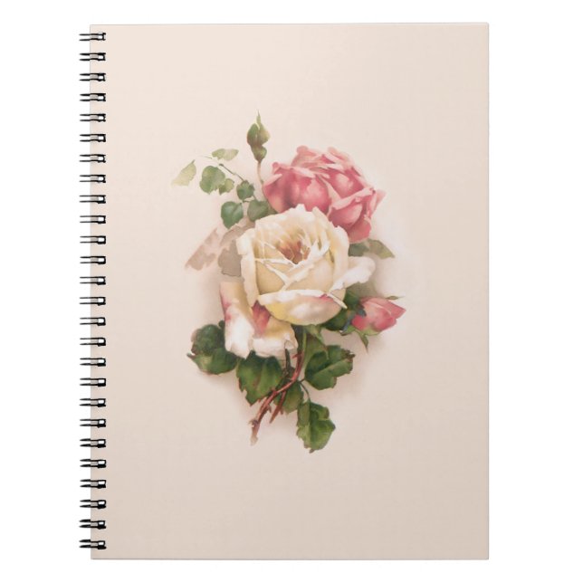 Caderno Espiral Anterior Fundo Branco/Rosa Rosado-Buff (Frente)