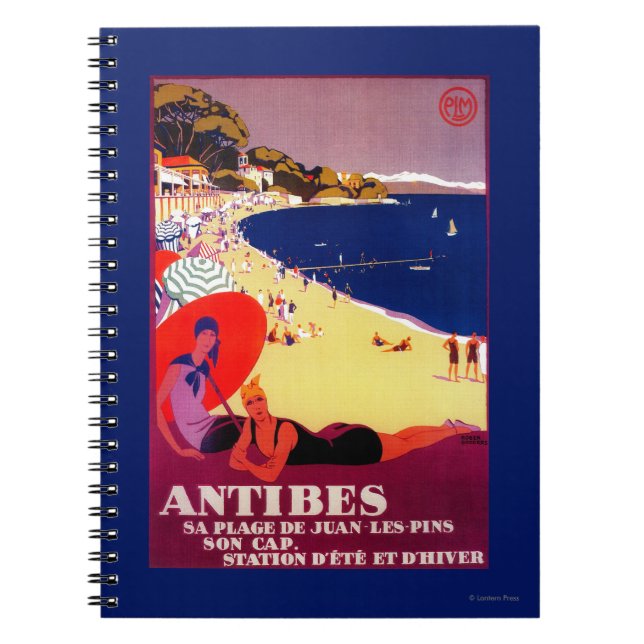 Caderno Espiral Antibes Vintage PosterEuropa (Frente)