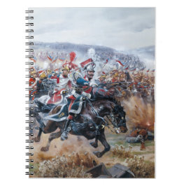 Caderno Espiral Antiga pintura de cena de batalha napoleônica Leip