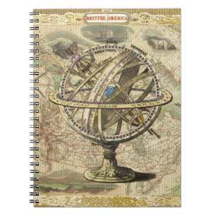 Caderno Espiral Antigo Mapa da América Britânica Explorar Urso Pol