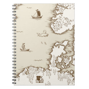 Caderno Espiral Antigo mapa do Mar do Norte, da Grã-Bretanha e da 
