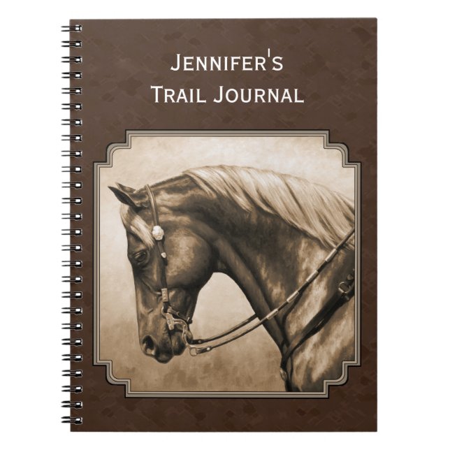 Caderno Espiral Antigo Quarto Oeste Horse Sepia Brown (Frente)