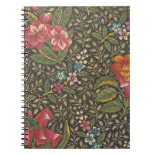 Caderno Espiral Antiquado Toile de Jouy 1800s Floral Branches