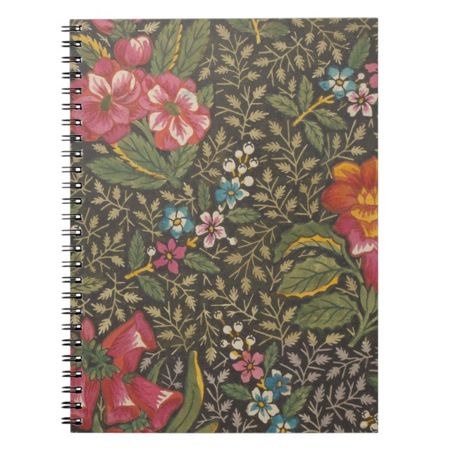Caderno Espiral Antiquado Toile de Jouy 1800s Floral Branches (Frente)