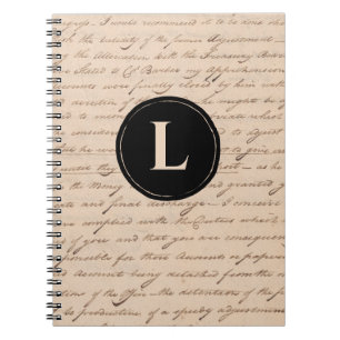 Caderno Espiral Antique - Letra Monograma - Velha Caligrafia do Es