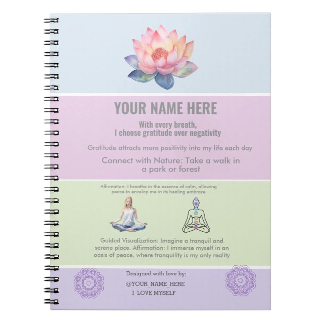 Caderno Espiral antistress relax yoga calm meditation positive  (Frente)