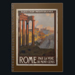 Caderno Espiral Anúncio de Viagens vintage do Fórum Romano<br><div class="desc">Um caderno espiral com uma ilustração do Fórum Romano ao amanhecer. Apresentando um anúncio de viagens vintage para o serviço de comboios entre Paris e Roma,  via Lyon. Colocado sobre um fundo castanho escuro.</div>