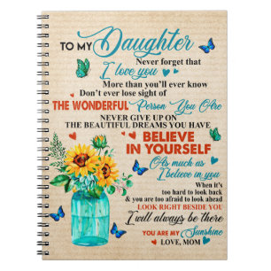 Caderno Espiral Ao Meu Presente De Filha, Sobreloso De Borboleta, 