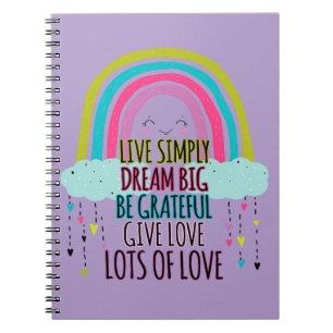 Caderno Espiral Ao Vivo Sonhe Grande Seja Grata Dê Amor