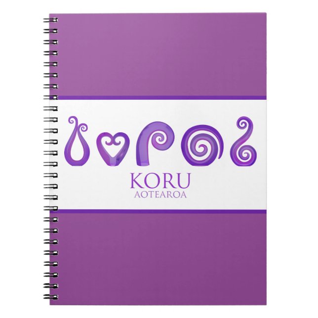 Caderno Espiral Aotearoa Nova Zelândia Koru - roxo (Frente)