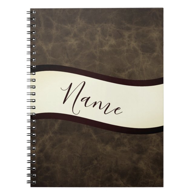 Caderno Espiral aparência de couro cru personalizada (Frente)
