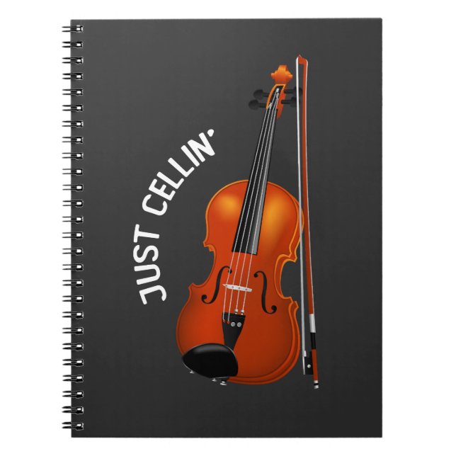 Caderno Espiral Apenas Celulando Divertido Esfriando Violoncelo Vi (Frente)
