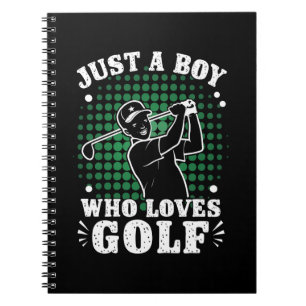 Caderno Espiral Apenas um menino que ama taco de golfe golfista go