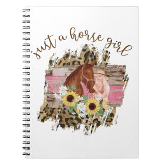 Caderno Espiral Apenas uma garota de cavalo lindo design floral fe