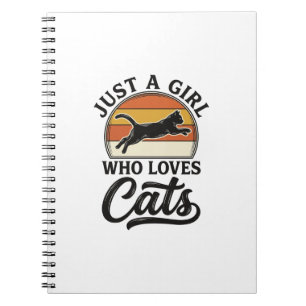 Caderno Espiral Apenas uma Garota que Ama Gatos Desenho Retro Vint