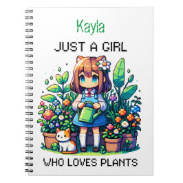 Caderno Espiral Apenas uma garota que ama plantas personalizadas