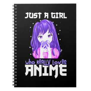Caderno Espiral Apenas uma garota que realmente ama anime em roxo