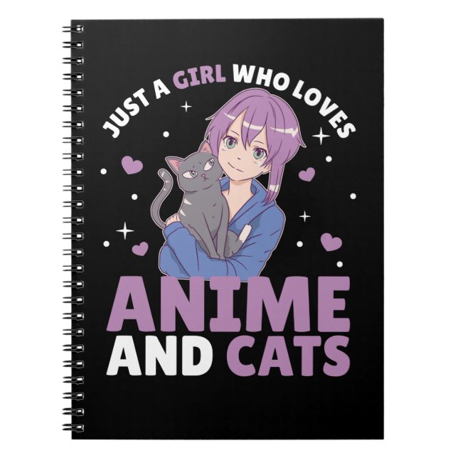 Caderno Espiral Apenas Uma Menina Que Ama Anime E Gata Manga Heart (Frente)