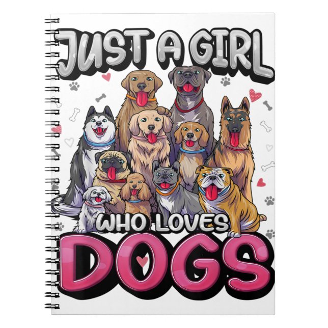 Caderno Espiral Apenas Uma Menina Que Ama Cachorros Engraçados Cac (Frente)
