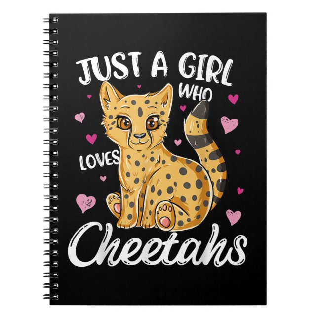 Caderno Espiral Apenas Uma Menina Que Ama Chita | Heart Cheetah (Frente)