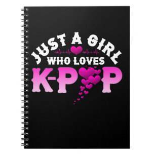 Caderno Espiral Apenas Uma Menina Que Ama KPop De Coração Dedo K