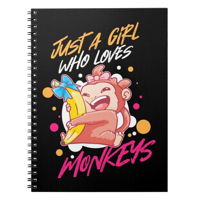Caderno Espiral Apenas Uma Menina Que Ama Macacos (Frente)
