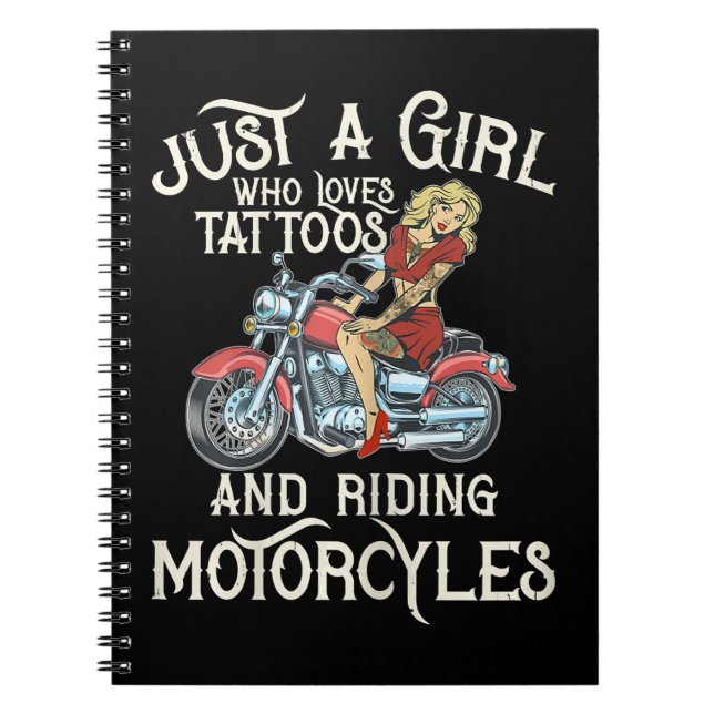 Caderno Espiral Apenas Uma Menina Que Ama Motociclos Engraçada Art (Frente)