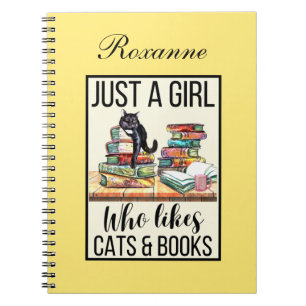 Caderno Espiral Apenas Uma Menina Que Gosta De Gatos E Livros