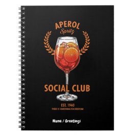 Caderno Espiral Aperol Spritz Social Club Funny Cute Drinks Design