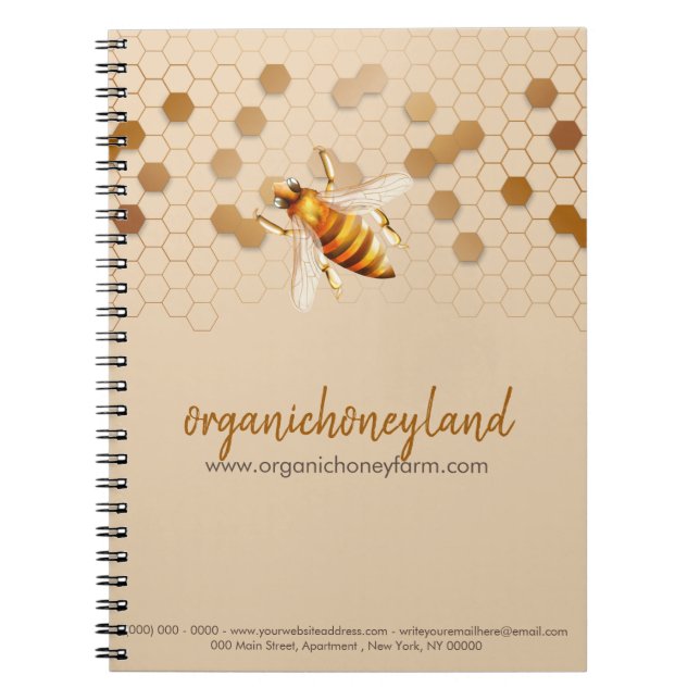 Caderno Espiral Apiário de Apicultor Mel Fino Dourado Elegante (Frente)