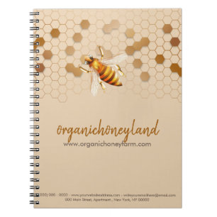 Caderno Espiral Apicultor Apiário Favo de Mel Dourado Elegante