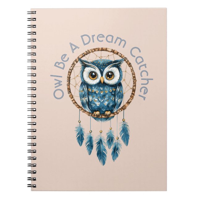 Caderno Espiral Apoiador de Sonhos Coruja Azul (Frente)