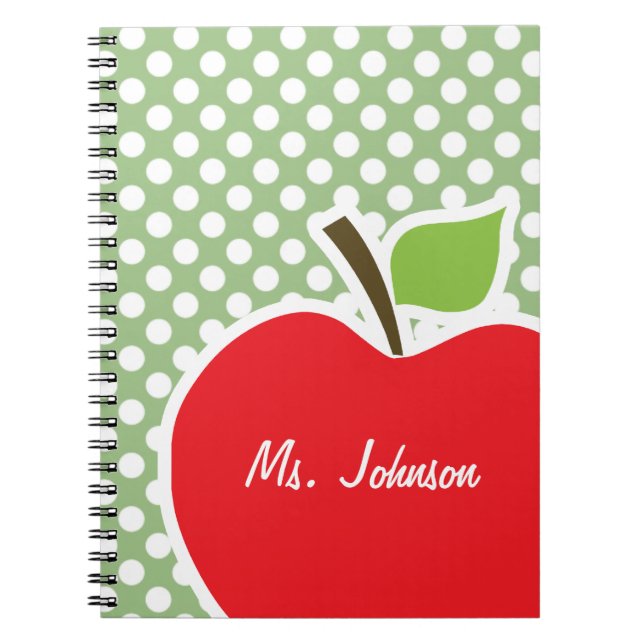 Caderno Espiral Apple em Bolinhas verdes Laurel (Frente)