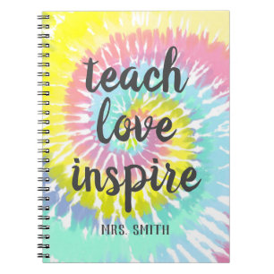 Caderno Espiral Apreciação do Professor Bonito Pastel Tie Dye