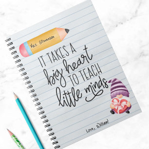 Caderno Espiral Apreciação do Professor Gnomo com Coração