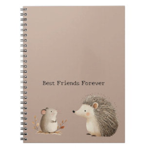 Caderno Espiral Apreciação do Ratoouriço Marrom Fofo Creme