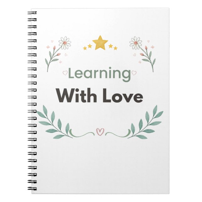 Caderno Espiral Aprendendo Com Amor Professor Floral  (Frente)