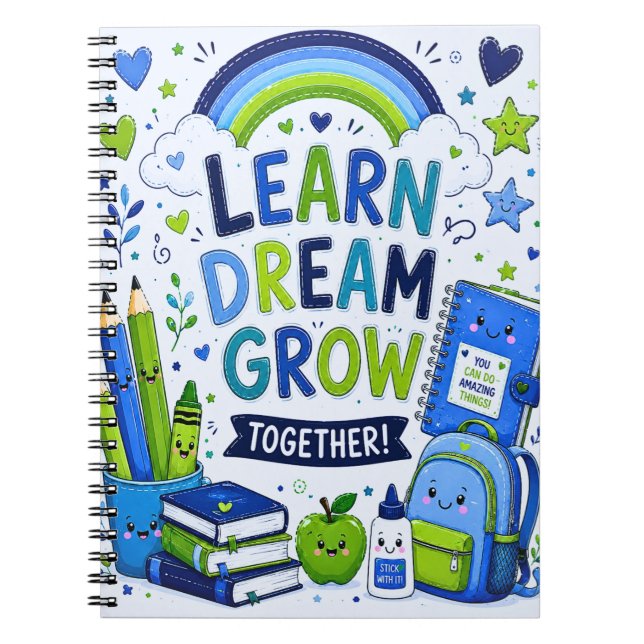 Caderno Espiral aprender sonhar crescer (Frente)
