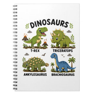 Caderno Espiral Aprendizado de Espécies de Dinossauros para Crianç