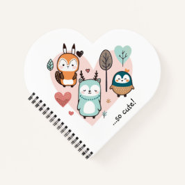 Caderno espiral apresenta uma ilustração fofa.