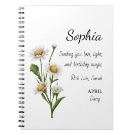 Caderno Espiral April Daisy Personalized Birthday