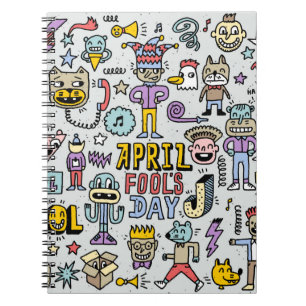 Caderno Espiral April tolera o dia engraçado rabisco colorido 1.