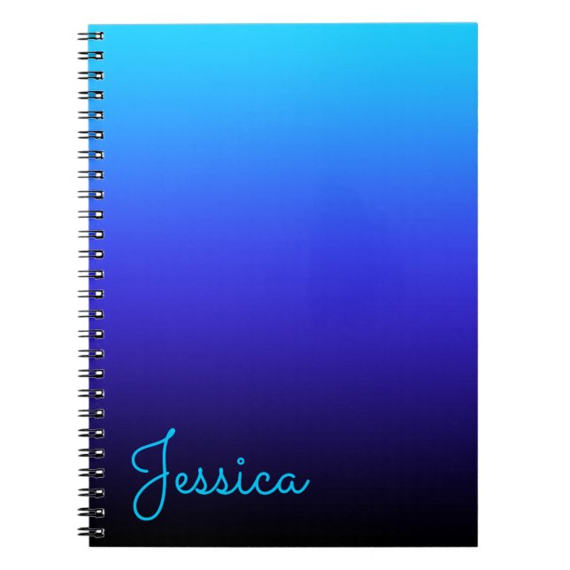Caderno Espiral Aqua Blue Indigo e Black Ombre (Frente)