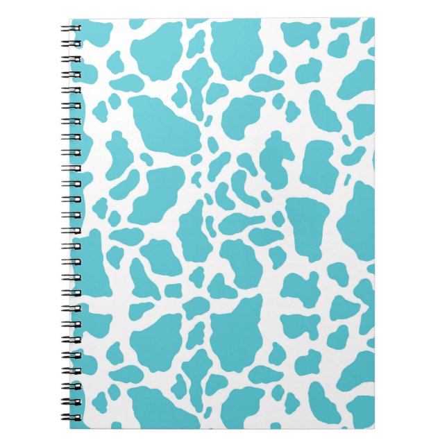 Caderno Espiral Aqua Cow Localiza Padrão de Impressão Animal (Frente)