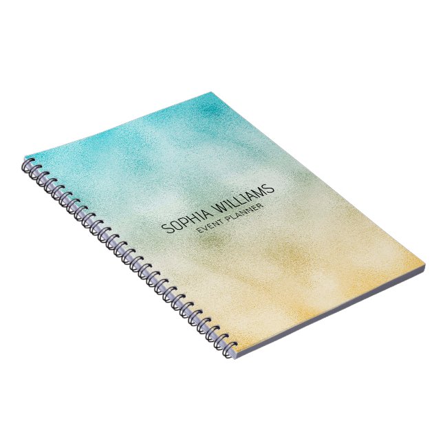 Caderno Espiral Aqua e Dourada Folha de Ombre (Lado Direito)