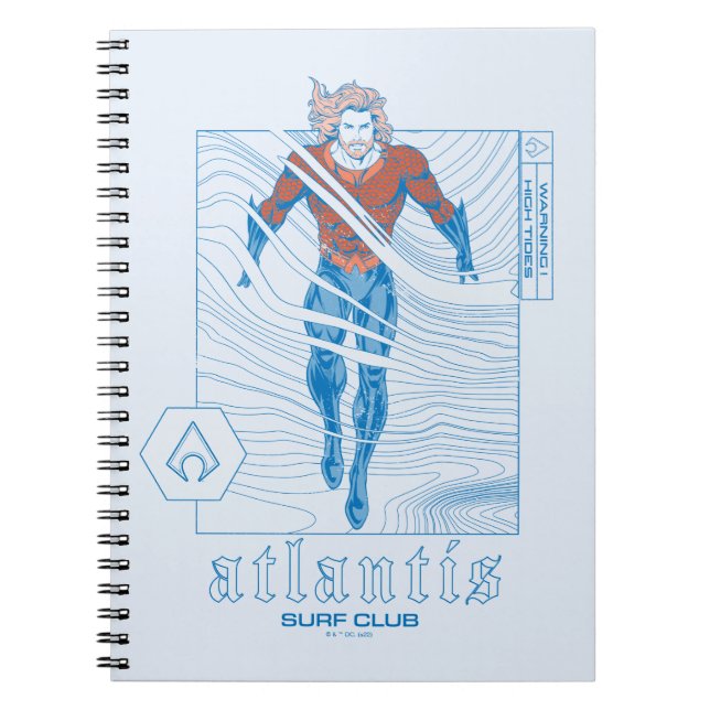 Caderno Espiral Aquaman - Atlantis Surf Club (Frente)