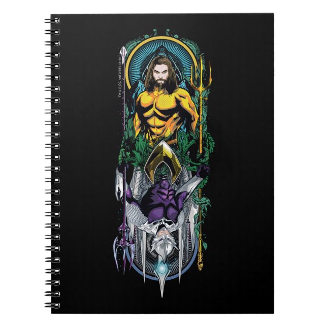 Caderno Espiral Aquaman | Painel Orin & Orm Reversible Art Nouveau (Frente)